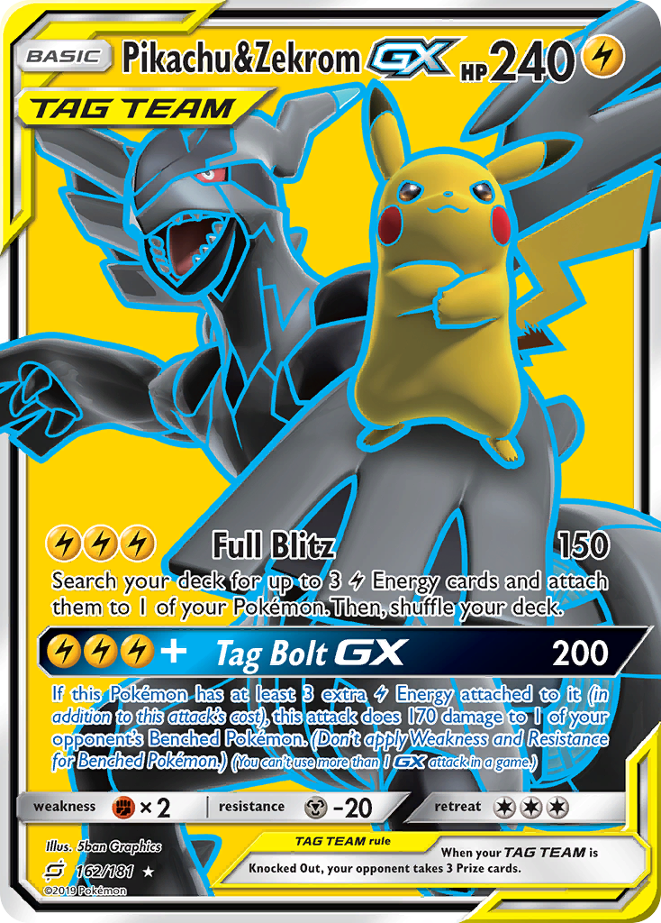 Pikachu & Zekrom-GX - 162/181 - Team Up