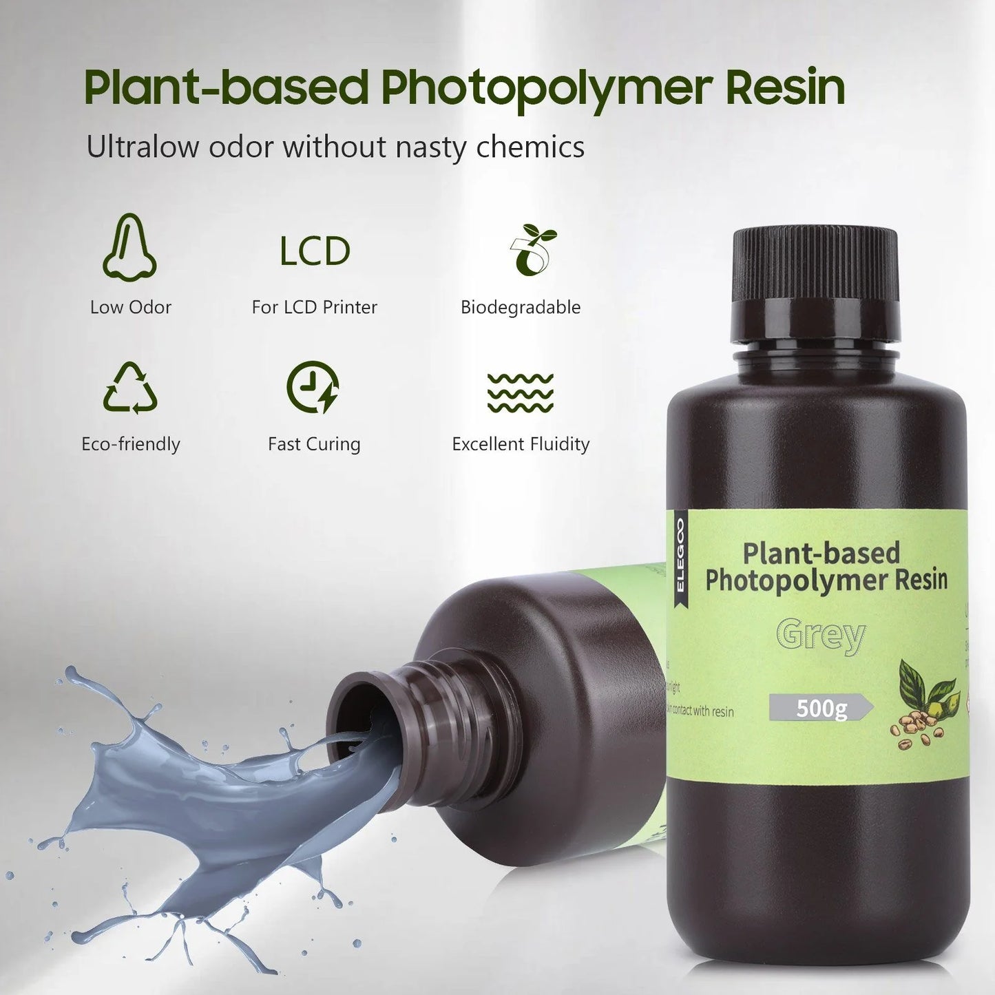 ELEGOO Plant-Based Rapid UV-Curing Resin For LCD 3D Printers